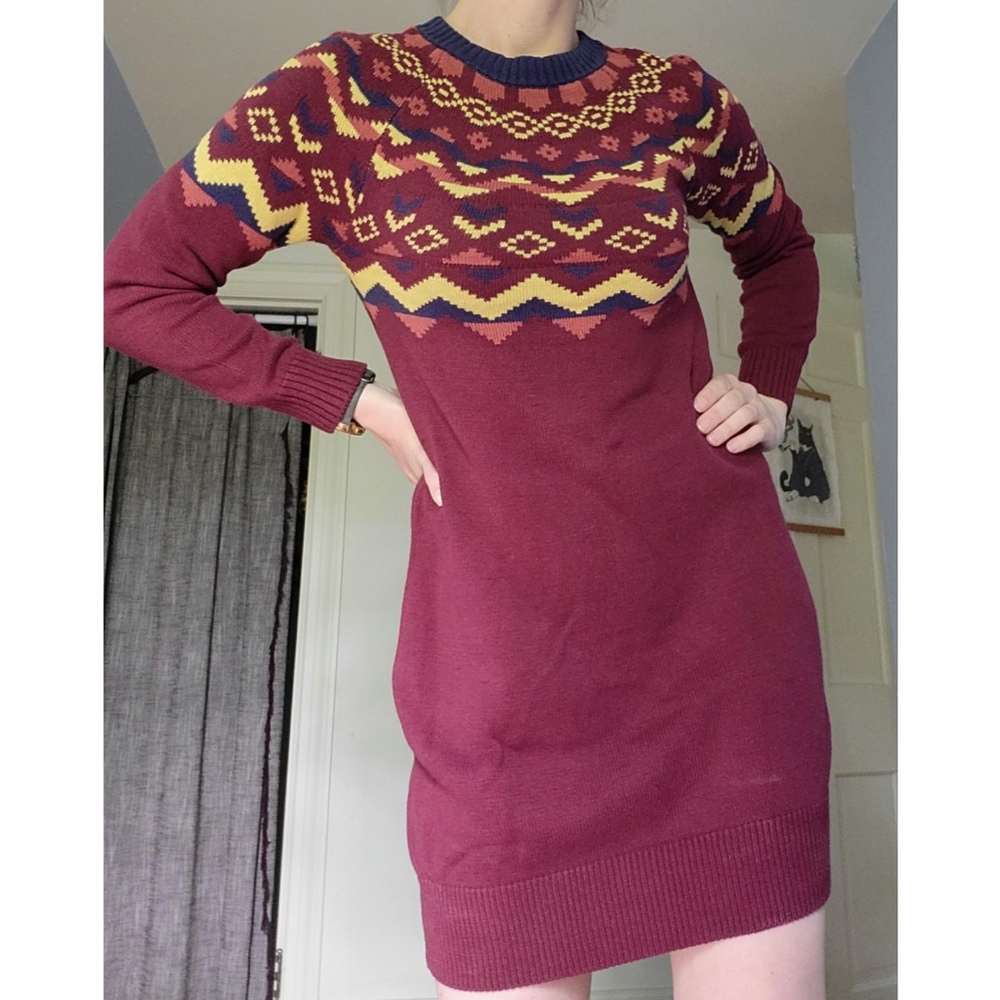 NWOT Modcloth Cozy Commitment Geometric Sweater Dress M